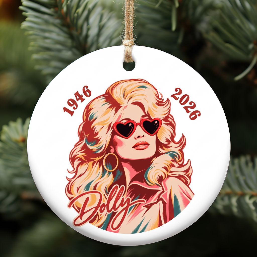 Dolly Parton Memorial Ceramic Ornament, 1946-2026 Country Music Tribute Christmas Ornament 686084