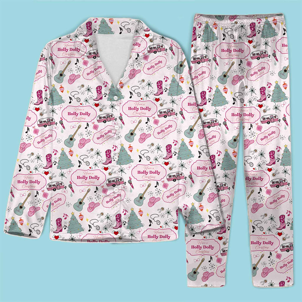 Have A Holly Dolly Christmas Pajamas, Dolly Parton PJ Set, Country Music Holiday Sleepwear 686282