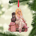 Dolly Parton Pink Cowgirl Acrylic Ornament, Guitar Country Music Christmas Ornament, Dolly Fan Gift 686175