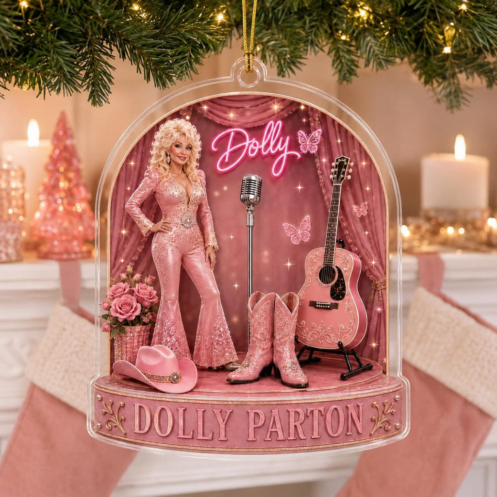 Dolly Parton Memorial Acrylic Ornament, Pink Country Music Tribute Christmas Decor 686101