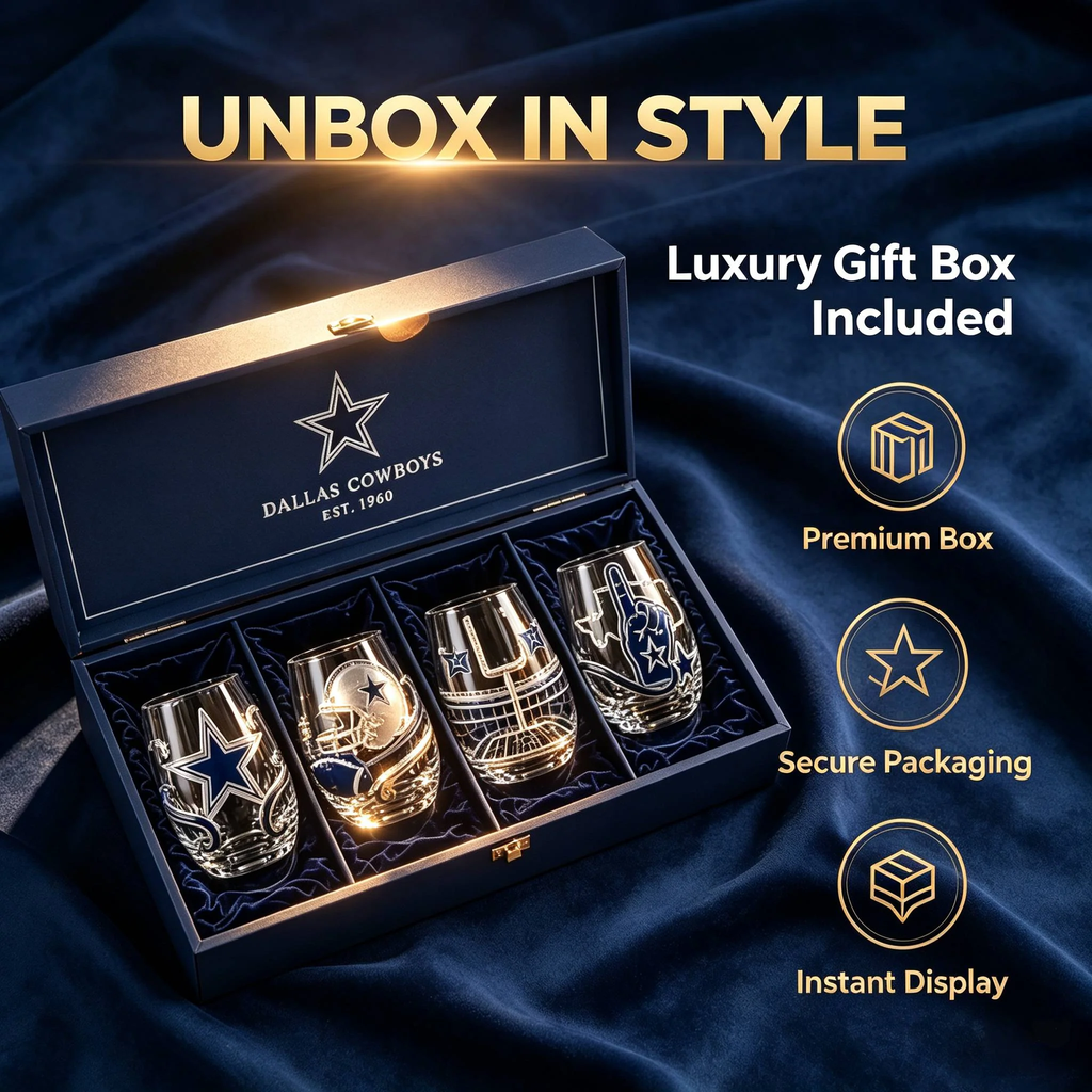 🏈Dallas Cowboys 4-Piece Glass Set – A Must-Have For True Cowboys Fans