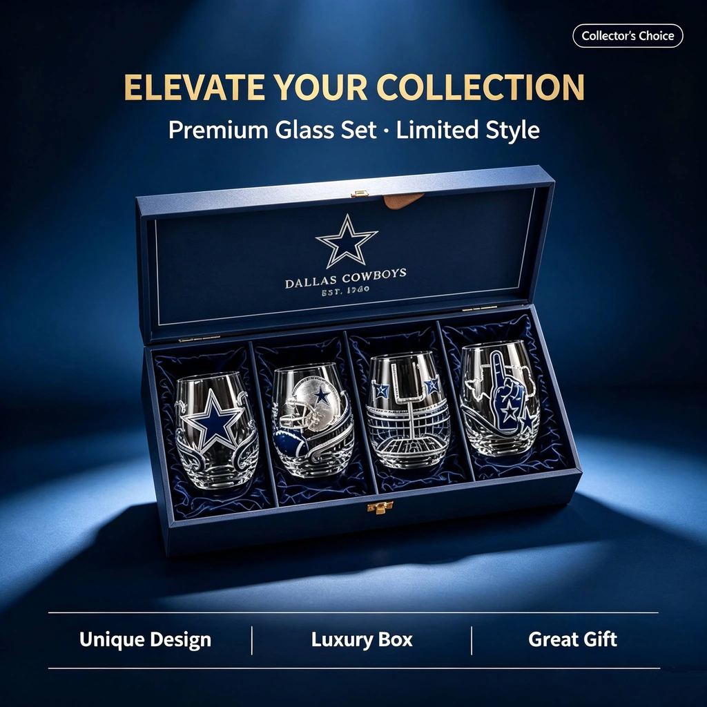 🏈Dallas Cowboys 4-Piece Glass Set – A Must-Have For True Cowboys Fans