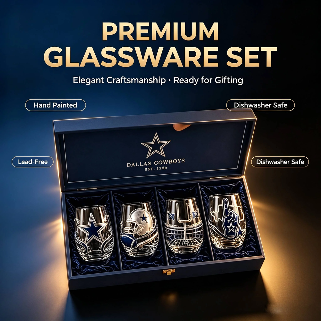 🏈Dallas Cowboys 4-Piece Glass Set – A Must-Have For True Cowboys Fans