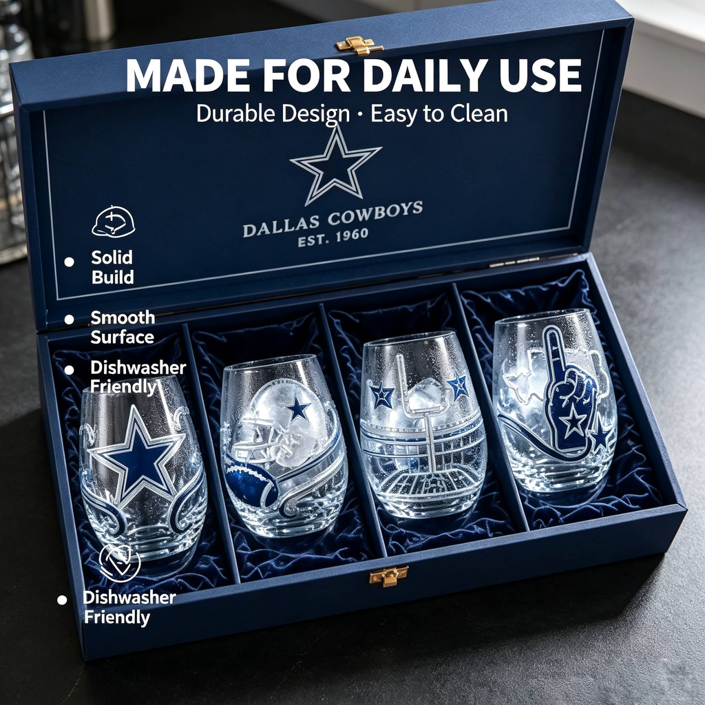 🏈Dallas Cowboys 4-Piece Glass Set – A Must-Have For True Cowboys Fans