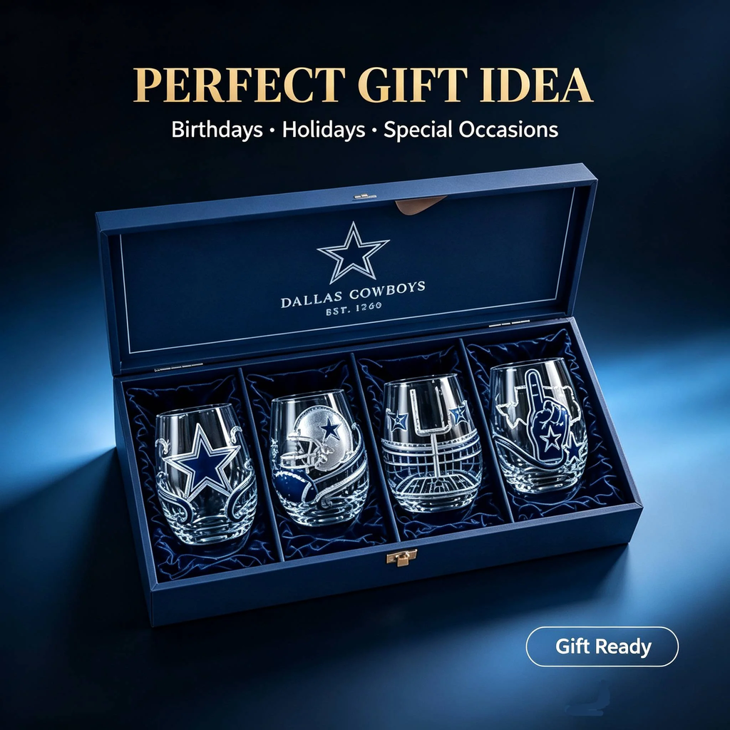 🏈Dallas Cowboys 4-Piece Glass Set – A Must-Have For True Cowboys Fans