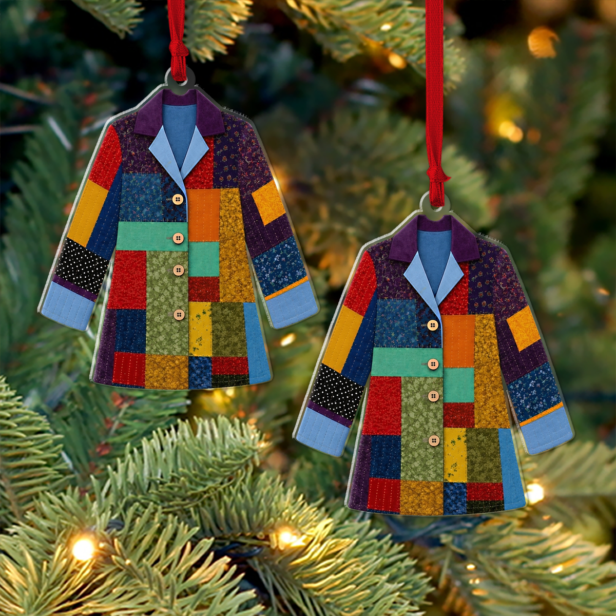 Dolly Parton Memorial Acrylic Ornament, Coat Of Many Colors Patchwork Christmas Tree Decor 686129