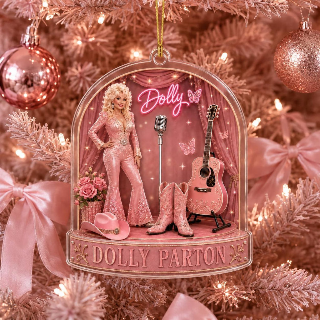 Dolly Parton Memorial Acrylic Ornament, Pink Country Music Tribute Christmas Decor 686101