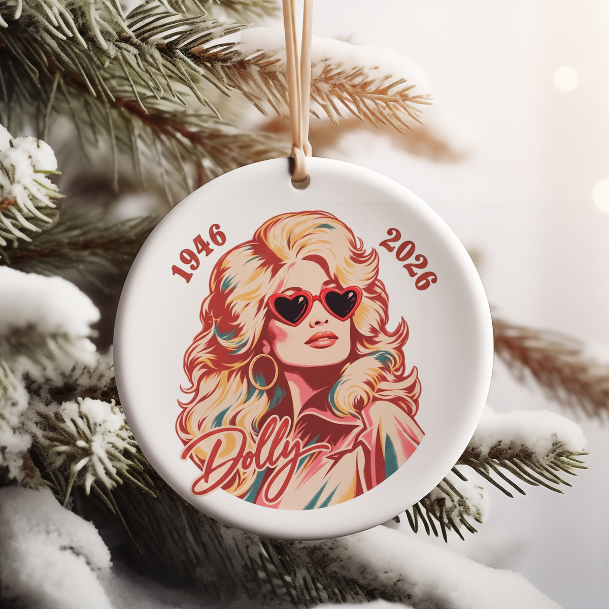 Dolly Parton Memorial Ceramic Ornament, 1946-2026 Country Music Tribute Christmas Ornament 686084