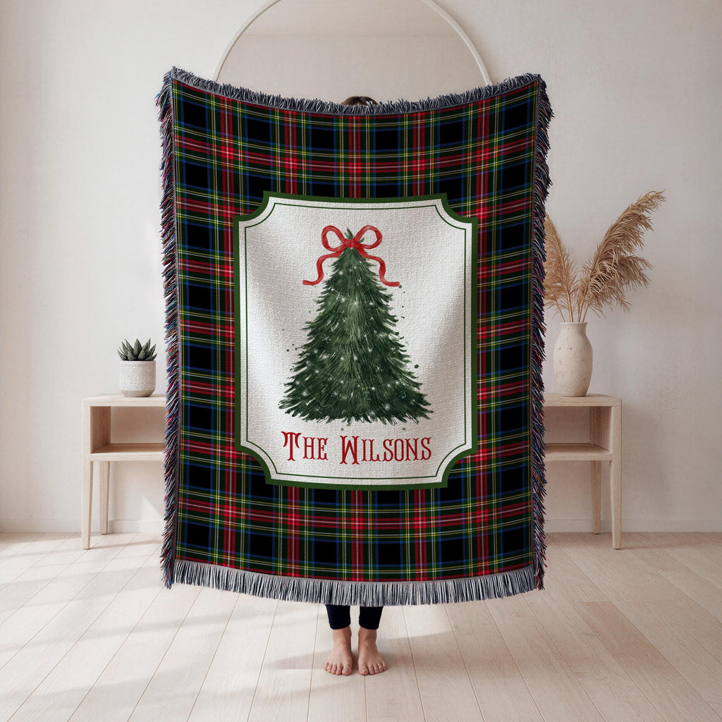 Personalized Christmas Blanket, Custom Family Name Blanket, Christmas Decoration Gift 685981 WFD