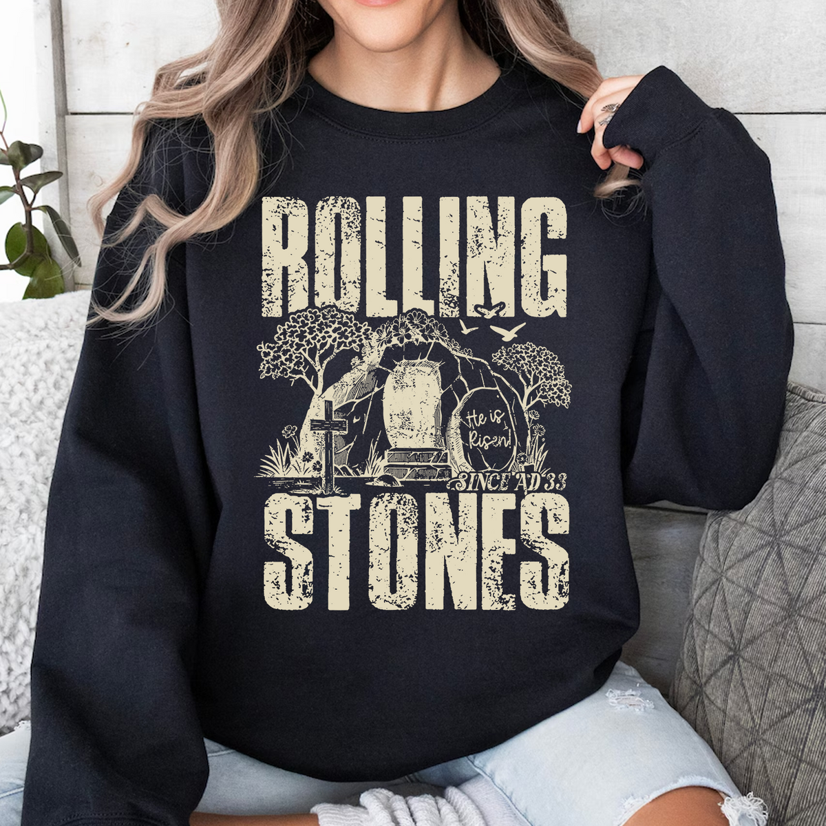 Rolling Stones Since AD 33 - He Is Risen Dark Shirt | Easter Day T-Shirt 684447