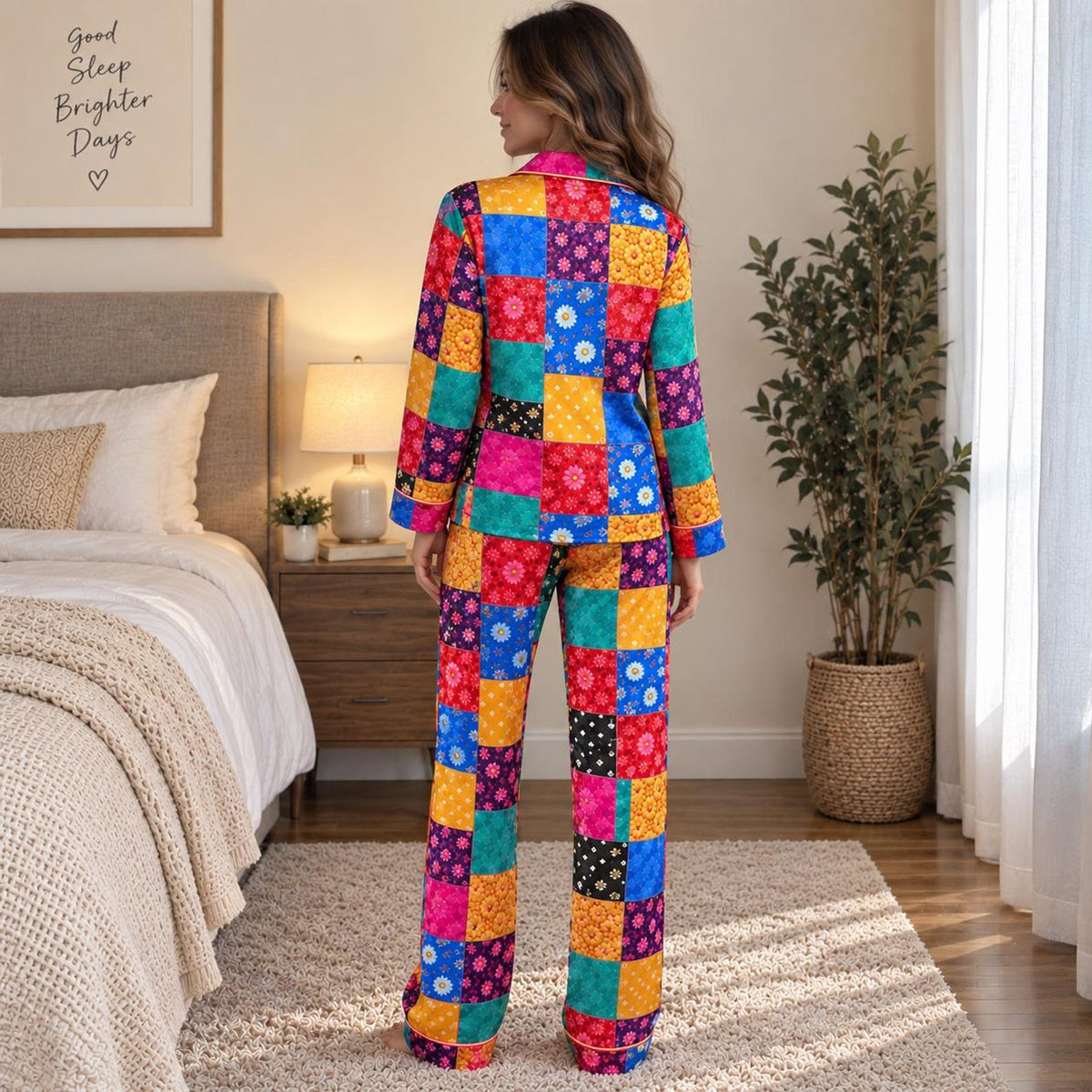 Dolly Coat Of Many Colors Pajamas, Dolly Parton Satin PJ Set, Country Music Holiday Sleepwear 686309 WFD