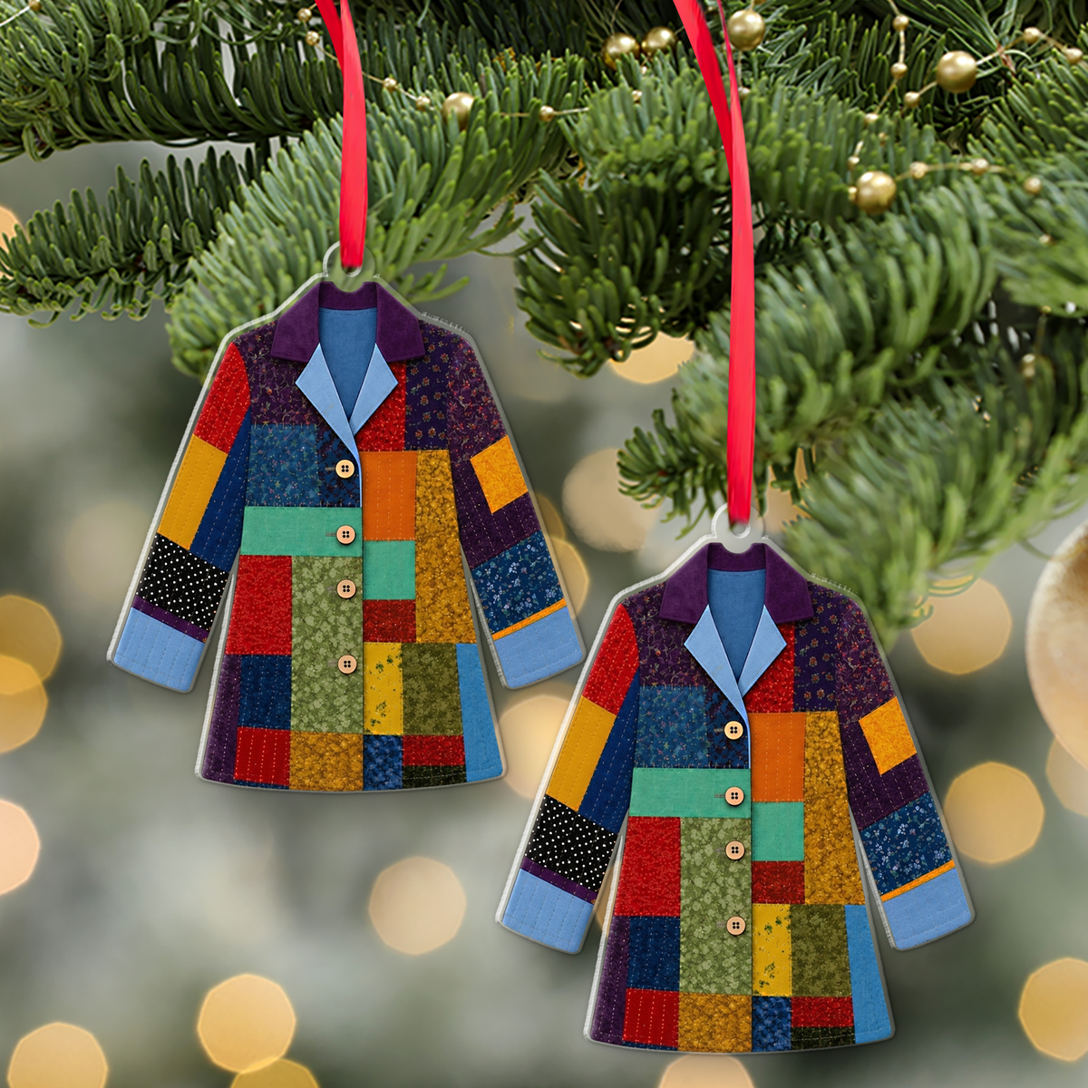 Dolly Parton Memorial Acrylic Ornament, Coat Of Many Colors Patchwork Christmas Tree Decor 686129