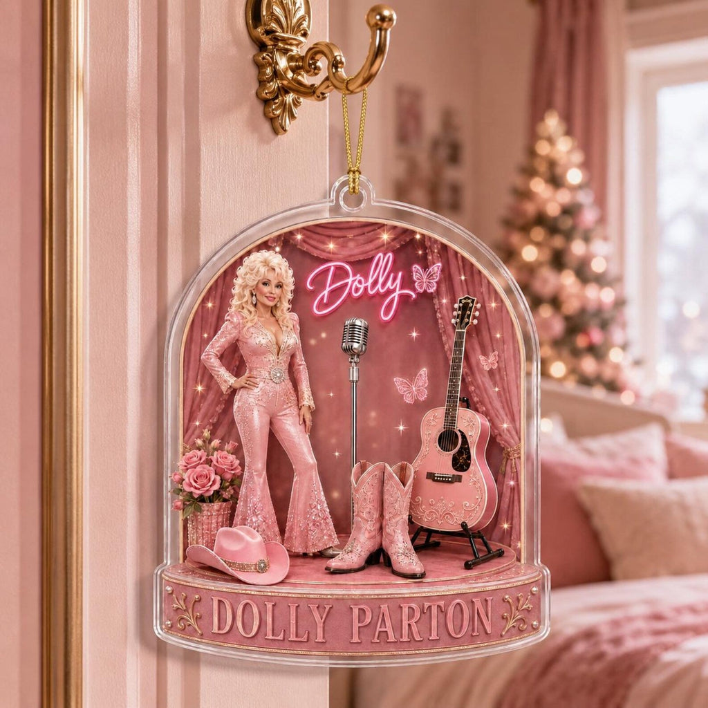 Dolly Parton Memorial Acrylic Ornament, Pink Country Music Tribute Christmas Decor 686101