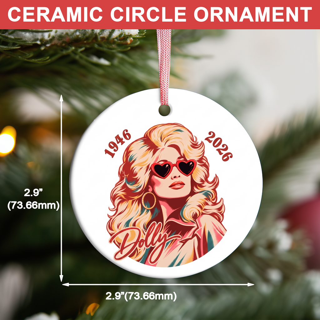 Dolly Parton Memorial Ceramic Ornament, 1946-2026 Country Music Tribute Christmas Ornament 686084