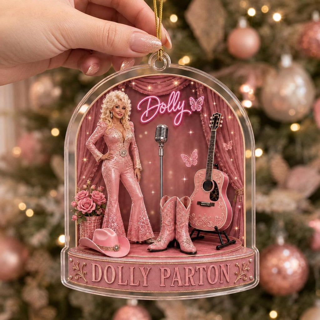 Dolly Parton Memorial Acrylic Ornament, Pink Country Music Tribute Christmas Decor 686101