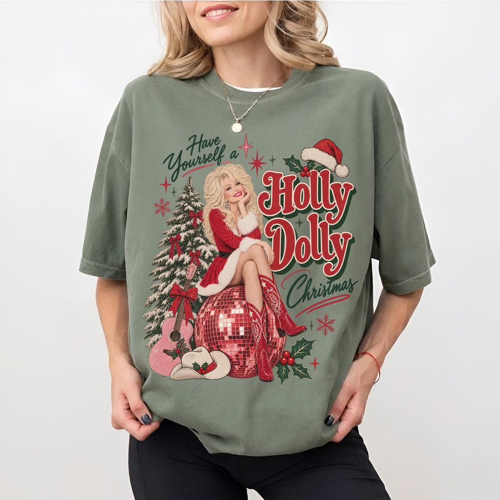 Have Yourself A Holly Dolly Christmas Bright Shirt, Vintage Country Music Tee, Gift For Dolly Parton Fans 686119