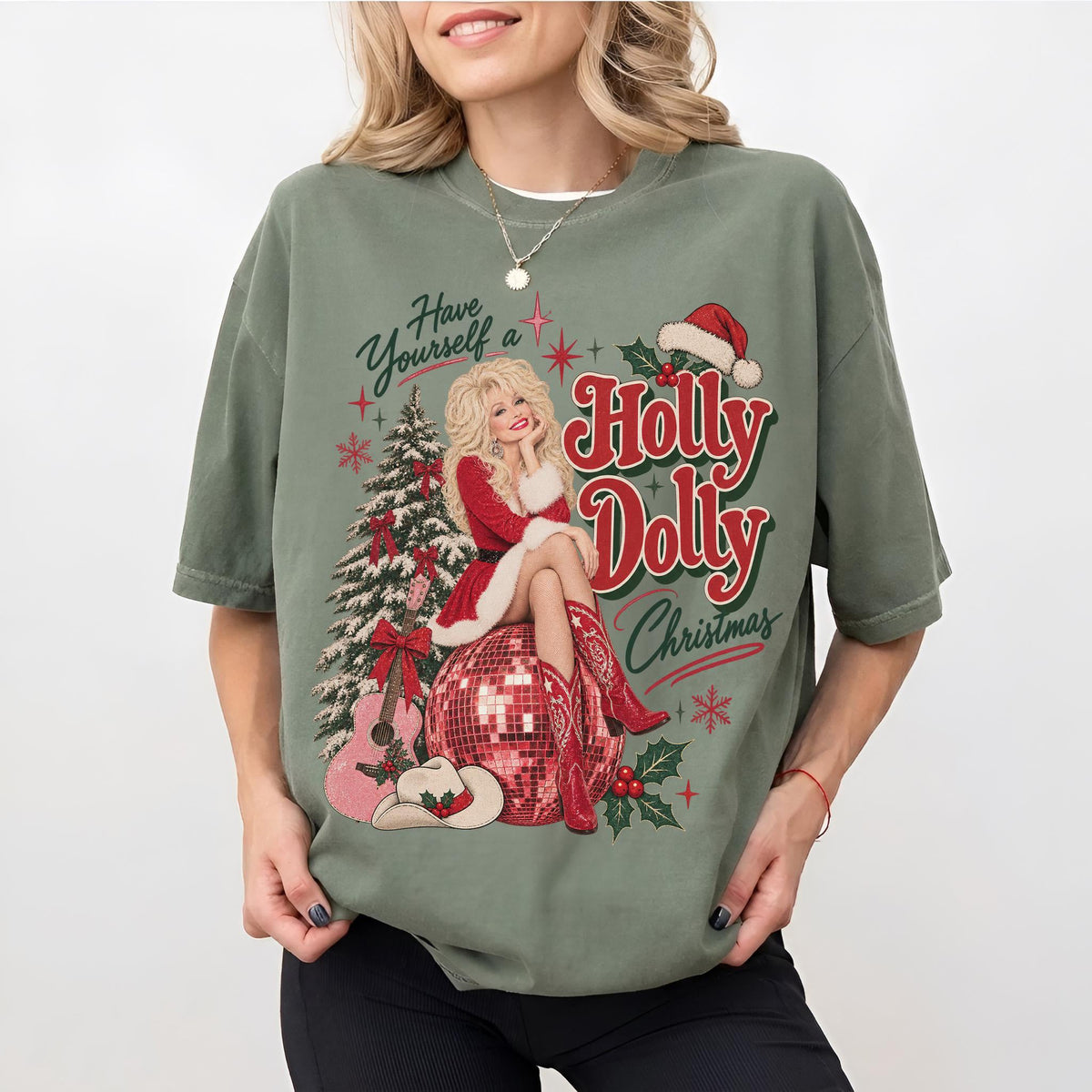 Have Yourself A Holly Dolly Christmas Bright Shirt, Vintage Country Music Tee, Gift For Dolly Parton Fans 686119