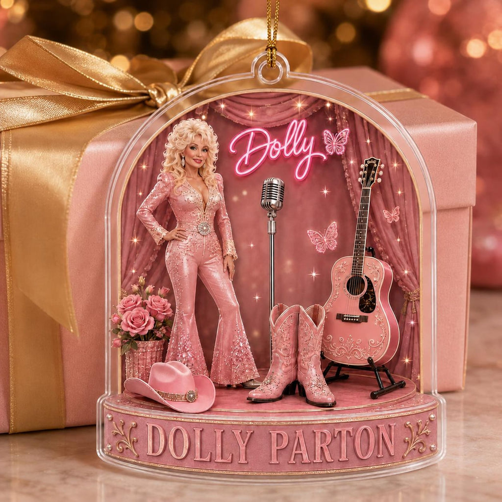 Dolly Parton Memorial Acrylic Ornament, Pink Country Music Tribute Christmas Decor 686101