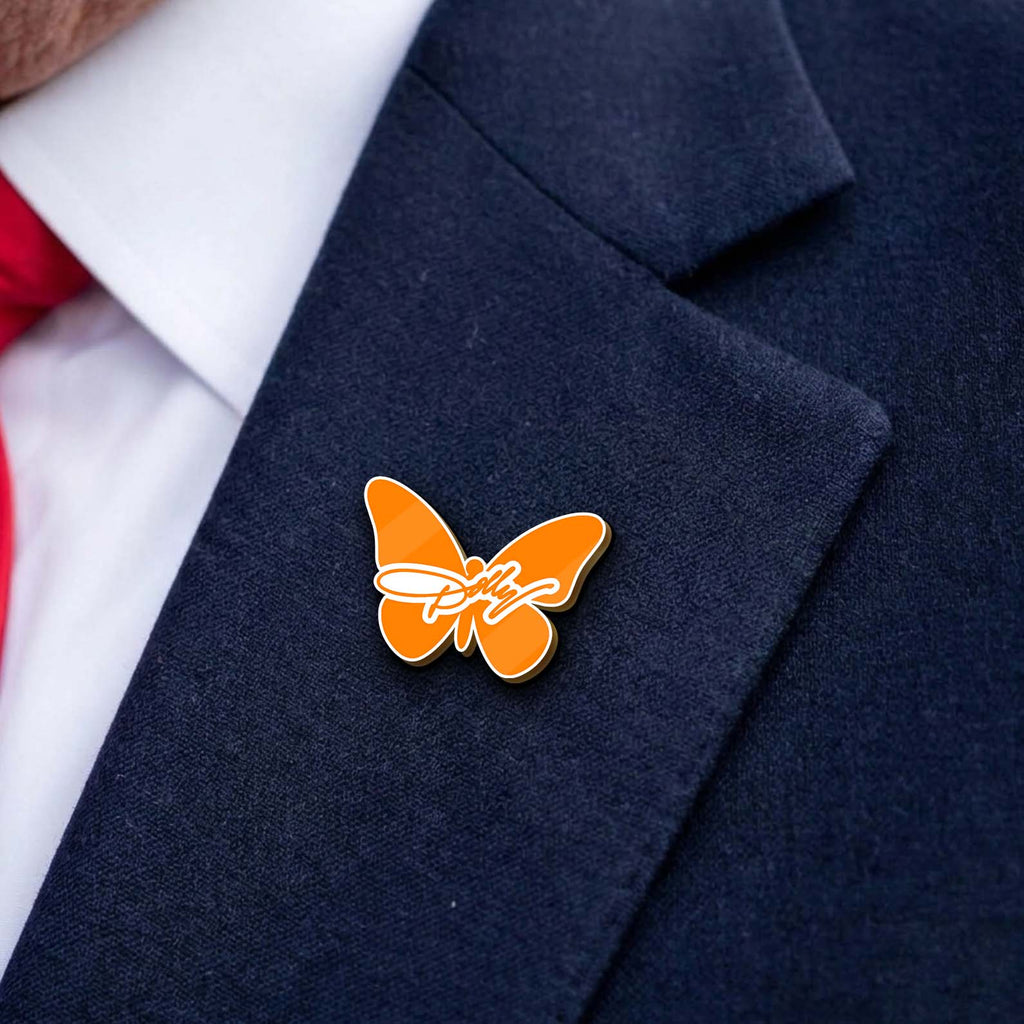 Dolly Orange Butterfly Lapel Pin, Country Music Memorial Pins, Dolly Parton Fan Gift 686125
