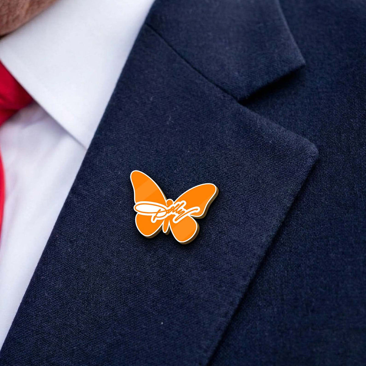 Dolly Orange Butterfly Lapel Pin, Country Music Memorial Pins, Dolly Parton Fan Gift 686125
