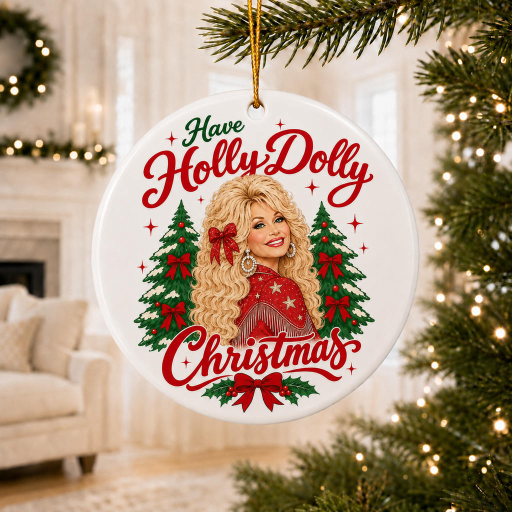 Have a Holly Dolly Christmas Ceramic Ornament, Country Music Legend Memorial Keepsake, Dolly Parton Gift 686108