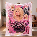 Dolly Parton Blanket, Country Music Tribute Throw, Vintage Pink Cowgirl Fleece Quilt, Dolly Fan Gift 686253 WFD