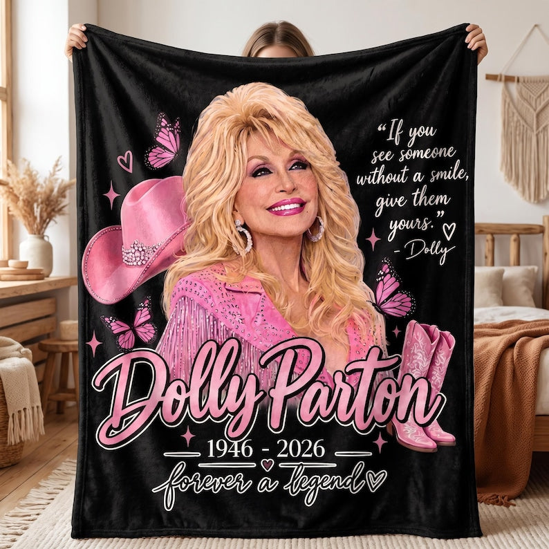 Dolly Parton Inspired Blanket, Pink Western Cowgirl Home Decor, Dolly Parton Fan Gift 686252