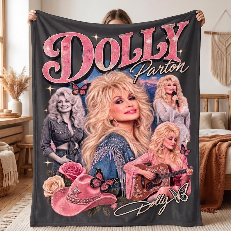 Dolly Parton Inspired Blanket, Pink Western Cowgirl Home Decor, Dolly Parton Fan Gift 686252