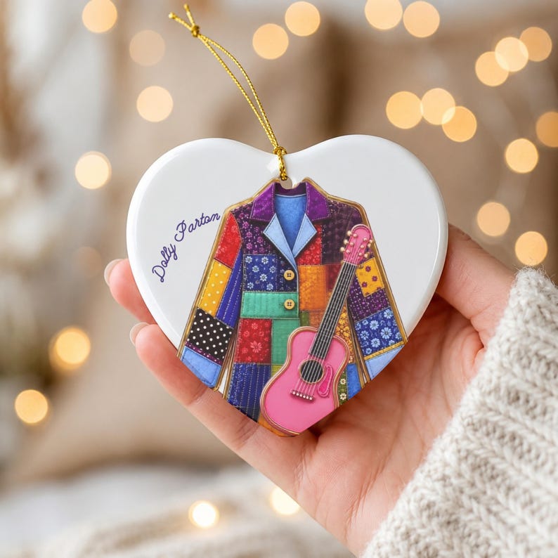 Dolly Parton Christmas Ornament, Coat of Many Colors Ceramic Ornament, Dolly Tribute Keepsake 686254