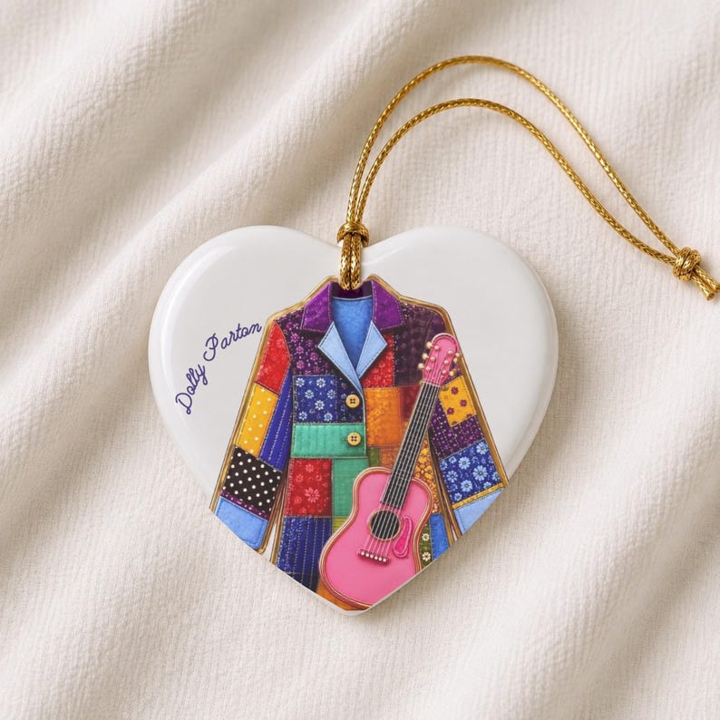 Dolly Parton Christmas Ornament, Coat of Many Colors Ceramic Ornament, Dolly Tribute Keepsake 686254
