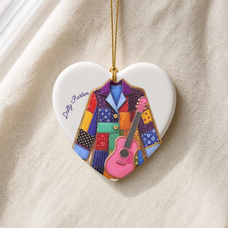 Dolly Parton Christmas Ornament, Coat of Many Colors Ceramic Ornament, Dolly Tribute Keepsake 686254