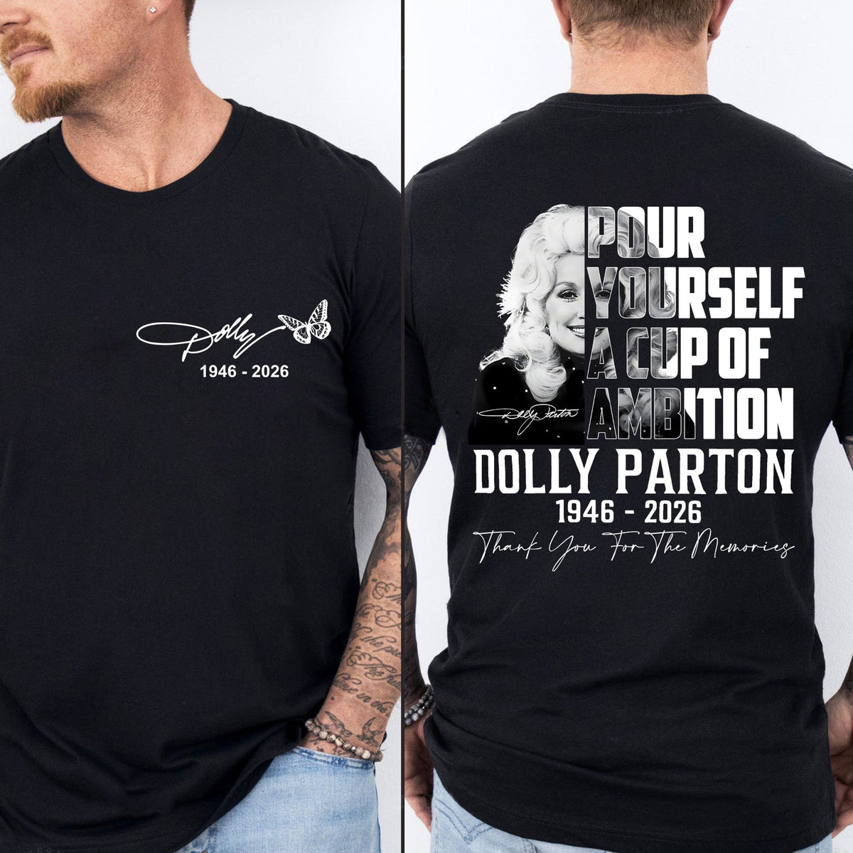 Dolly Parton Memorial Pocket & Back Shirt, Country Music Tribute Tee, Thank You For The Memories T-Shirt 686076