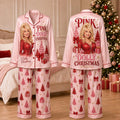Pink Dolly Christmas Pajamas Set, Dolly Parton Satin PJs, Country Music Holiday Sleepwear, Dolly Fan Gift 686195