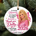 Dolly Parton Memorial Ceramic Ornament, I Will Always Love You Country Music Tribute Christmas Ornament 686067