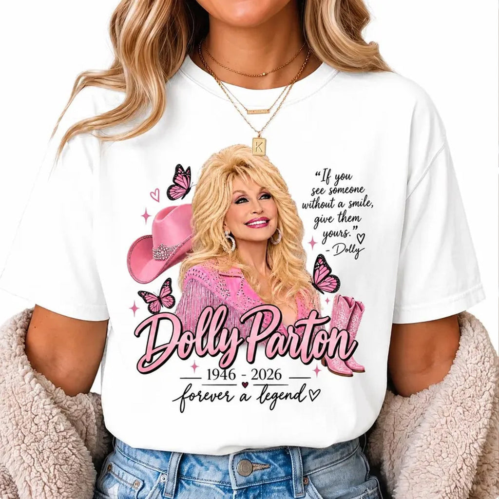 Dolly Parton Memorial Shirt, Forever A Legend Country Music Tribute Tee, Pink Western Cowgirl T-Shirt 686065