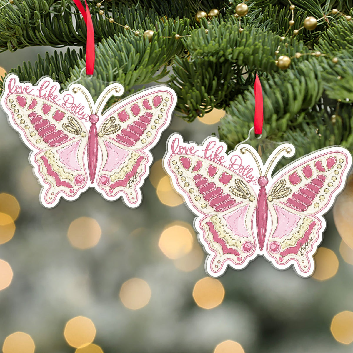 Dolly Parton Acrylic Ornament, Love Like Dolly Butterfly Christmas Ornament, Country Music Fan Gift 686190