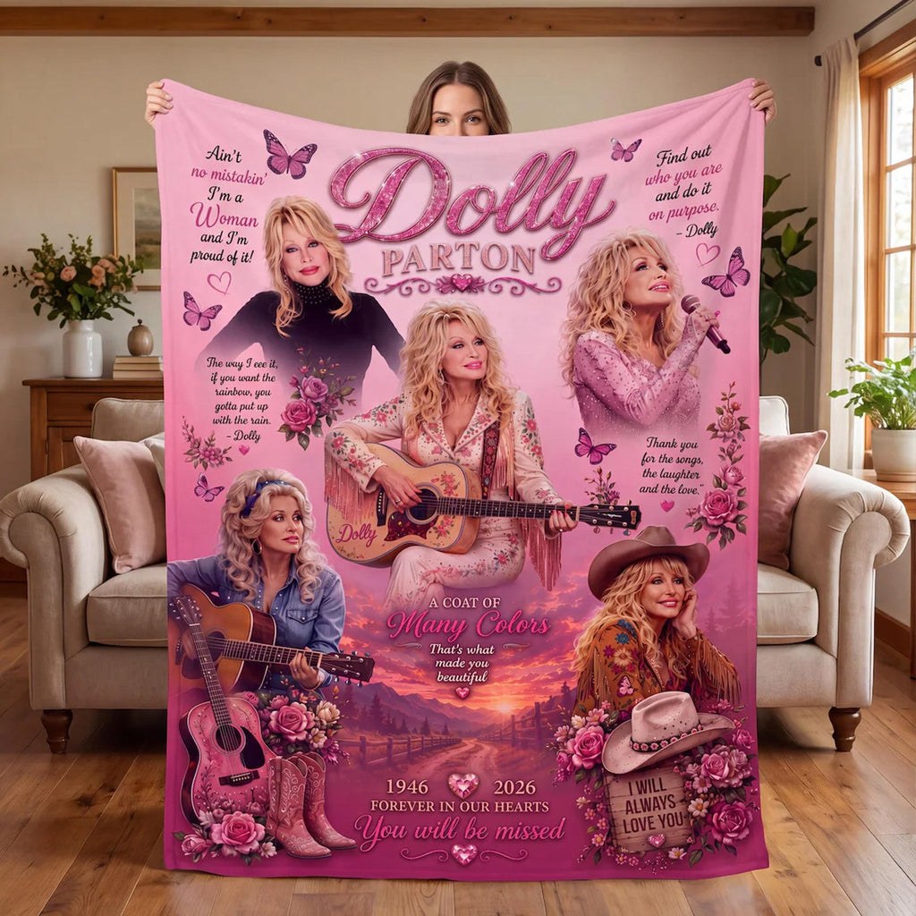Dolly Parton Memorial Blanket, In Loving Memory Country Music Fleece Throw, Dolly Fan Gift 686189