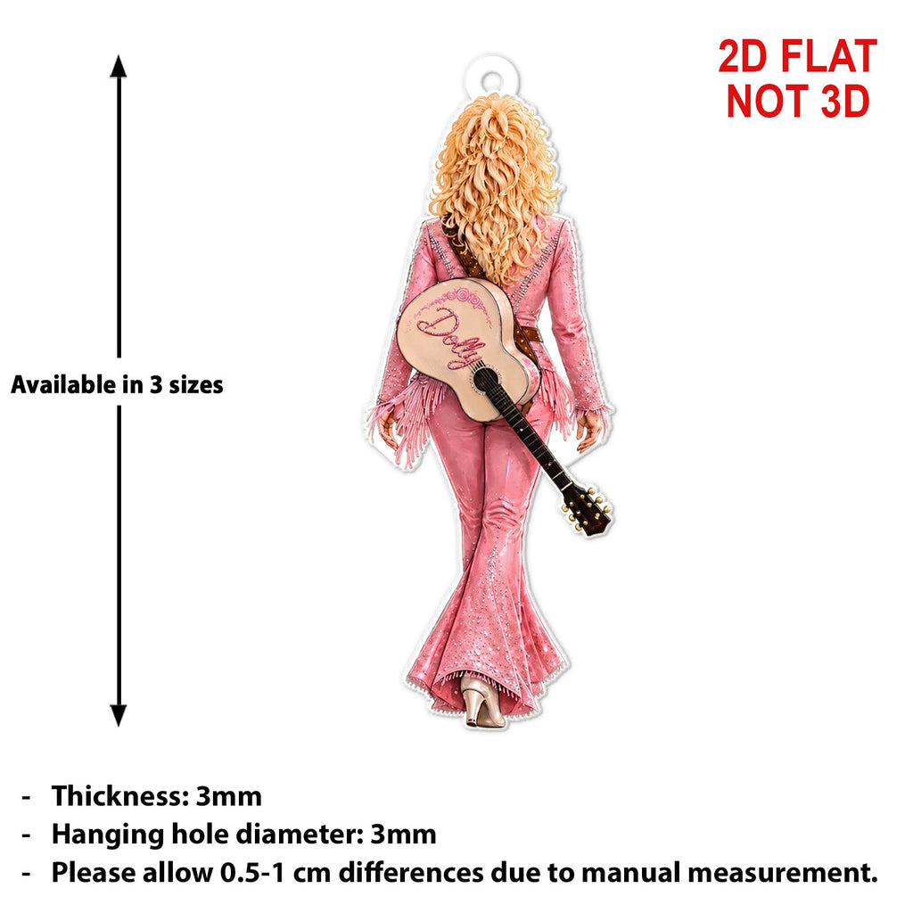 Dolly Parton Pink Outfit Acrylic Ornament, Guitar Country Music Christmas Ornament, Dolly Fan Gift 686174