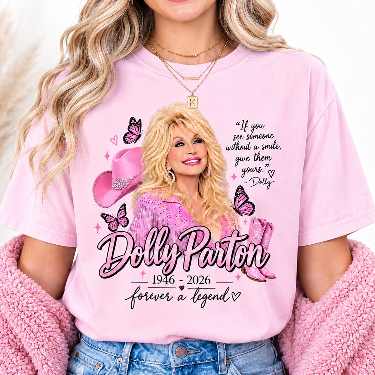 Dolly Parton Memorial Shirt, Forever A Legend Country Music Tribute Tee, Pink Western Cowgirl T-Shirt 686065