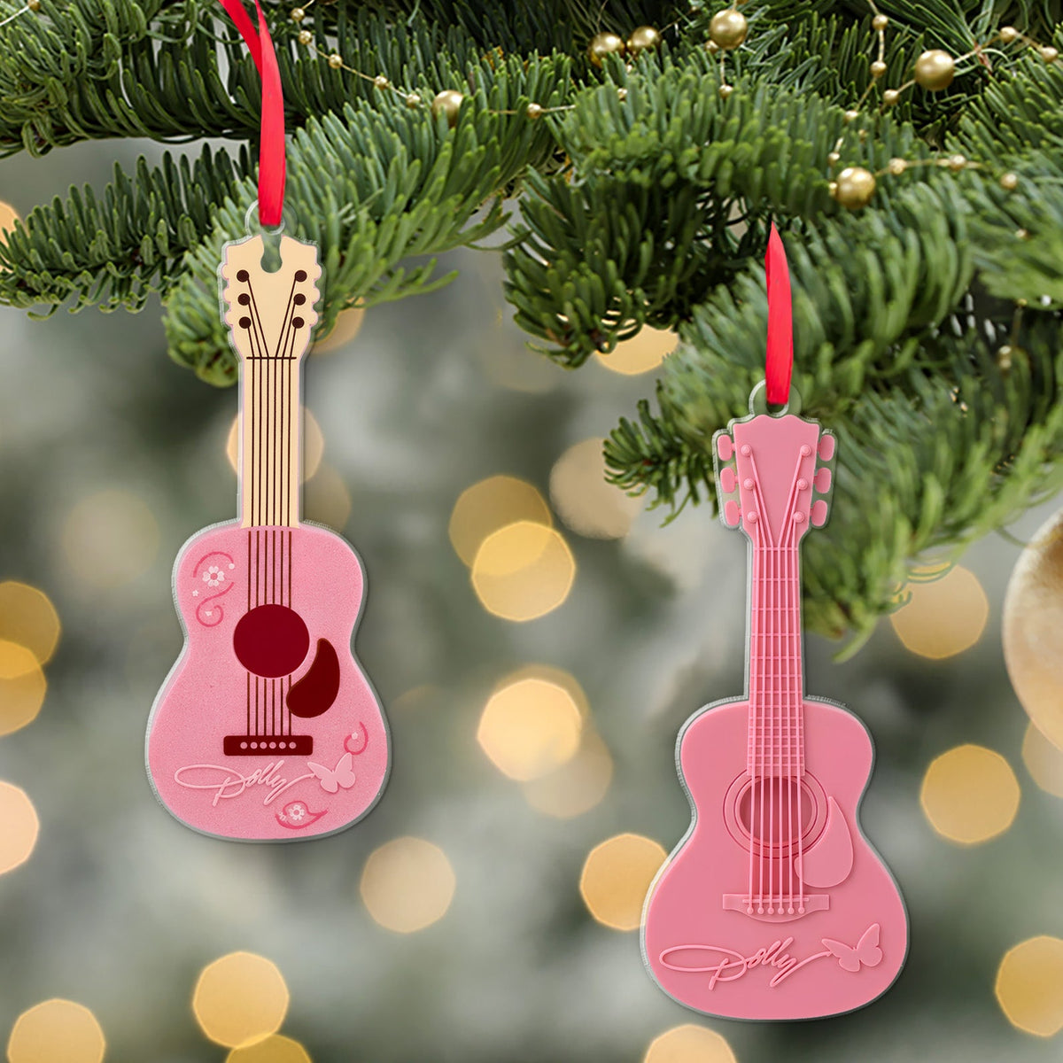 Dolly Parton Pink Guitar Acrylic Ornament, Country Music Christmas Ornament, Dolly Fan Memorial Gift 686182