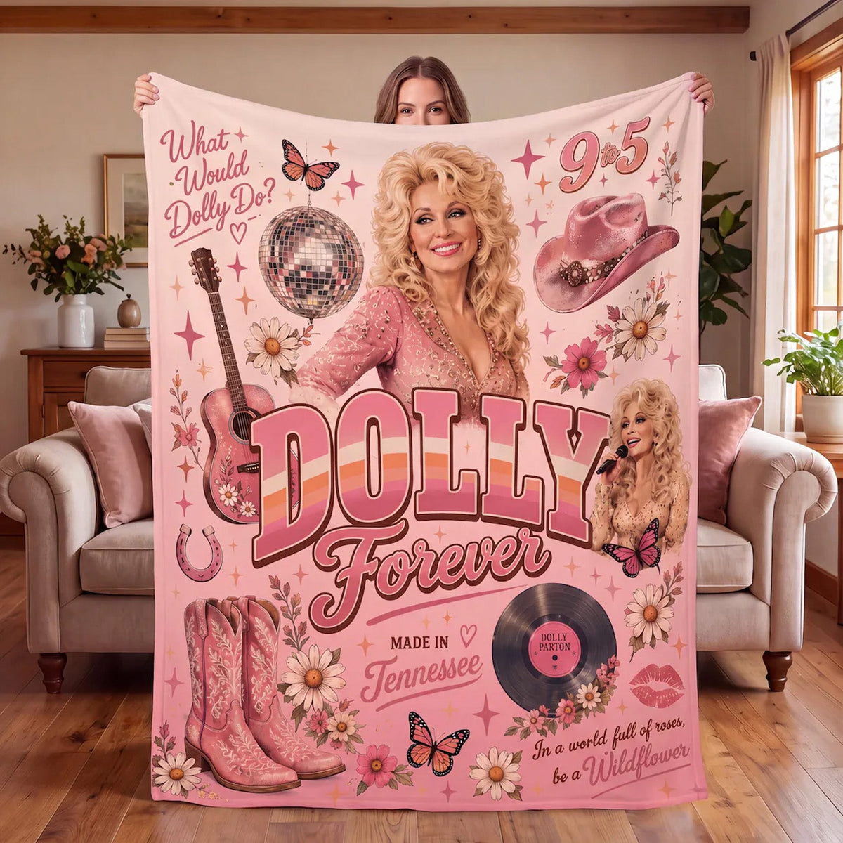 Dolly Parton Memorial Blanket, In Loving Memory Country Music Fleece Throw, Dolly Fan Gift 686189