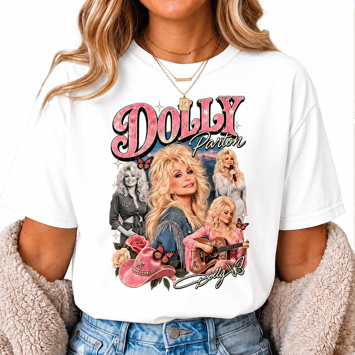 Dolly Parton Collage Shirt, Vintage Country Music Graphic Tee, Retro Western Cowgirl Concert T-Shirt 686075