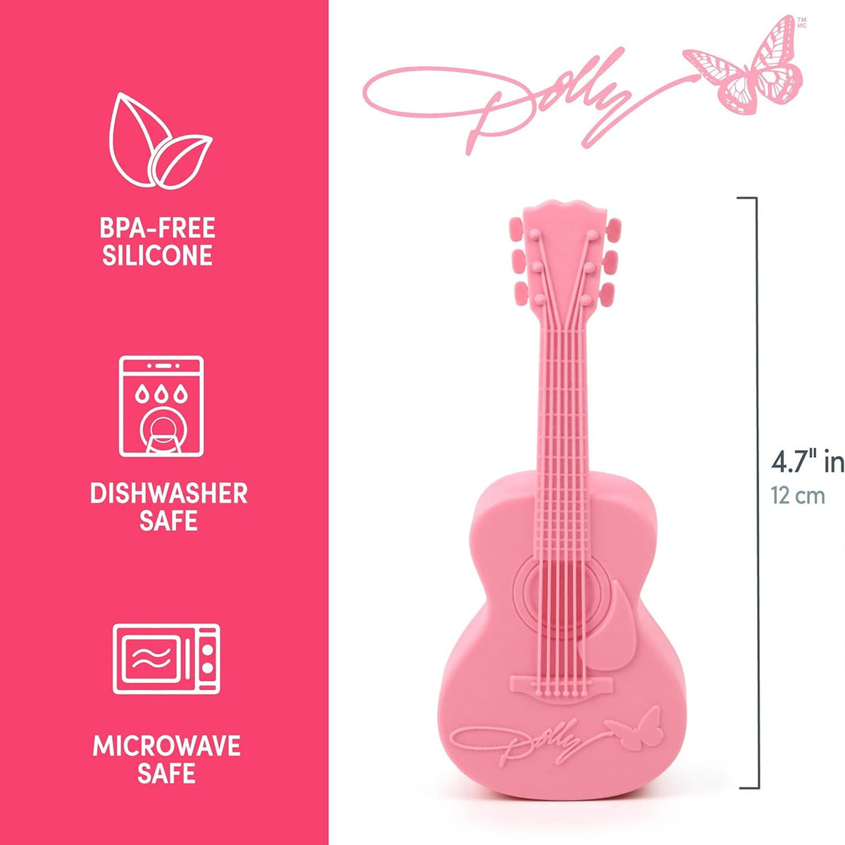 Dolly Parton Pink Guitar Tea Infuser, Silicone Loose Leaf Tea Steeper, Country Music Fan Gift 686182 WFD