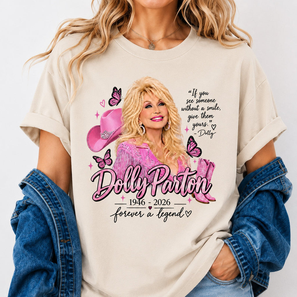 Dolly Parton Memorial Shirt, Forever A Legend Country Music Tribute Tee, Pink Western Cowgirl T-Shirt 686065