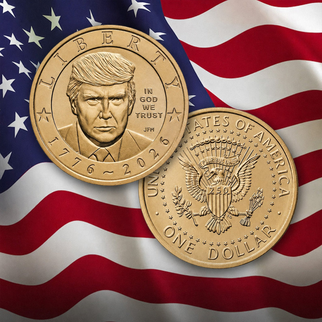 Trump One Dollar 250th Anniversary Commemorative Coin, Donald Trump $1 Coin, Patriotic USA Gift 686132