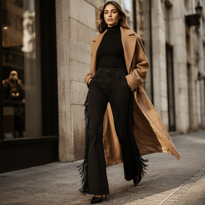 ✨Damen-Schlagjeans mit hoher Taille und Fransen an der Seite✨𝘒𝘢𝘶𝘧𝘦 2 𝘶𝘯𝘥 𝘦𝘳𝘩𝘢𝘭𝘵𝘦 𝘻𝘶𝘴ä𝘵𝘻𝘭𝘪𝘤𝘩 8 % 𝘙𝘢𝘣𝘢𝘵𝘵